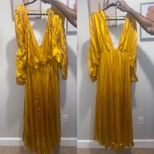 ASOS DESIGN chain insert maxi dress in Yellow satin stripe